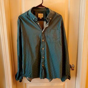 American Eagle Men's Button Down Size Large Green Pattern Shirt